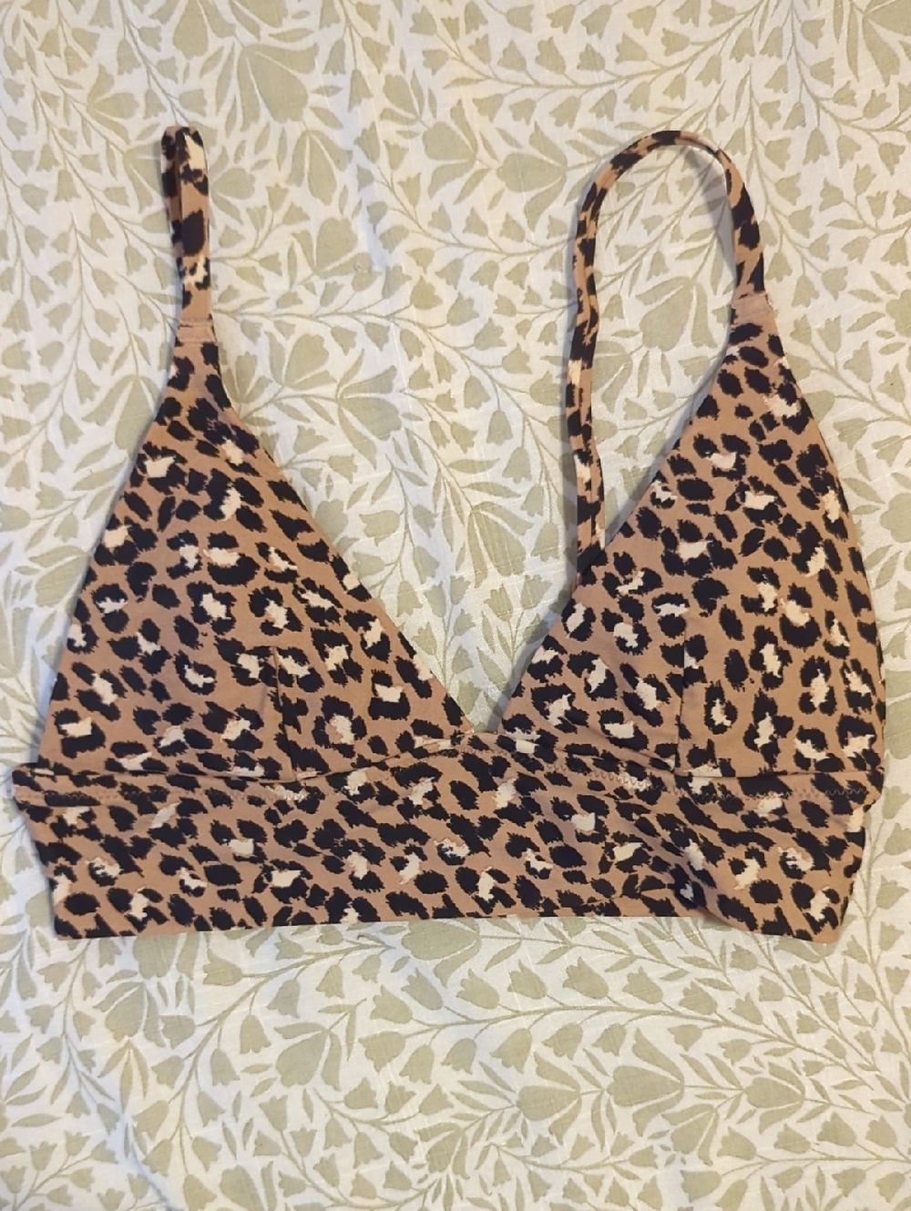 aerie Leopard Triangle Bikini Top in Tan and Black